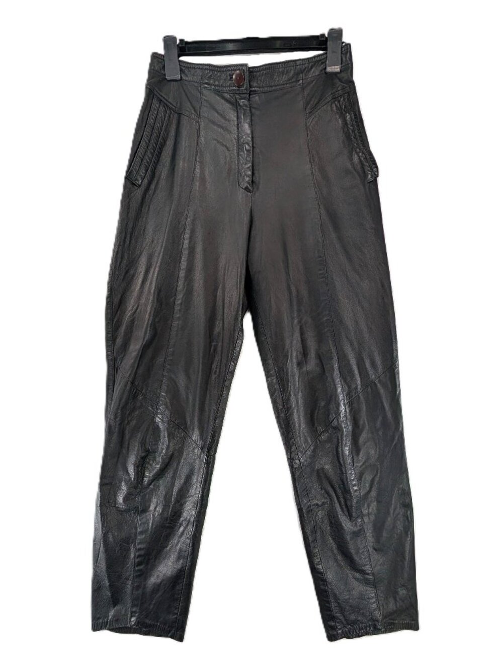 VTG Black Leather Pants Womens Sz Medium 8 Buttery Soft High Waist German Lined